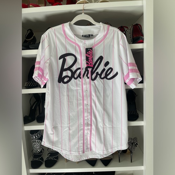 Official Barbie Baseball Jersey Size S/M/L Pink & White New - Picture 3 of 7